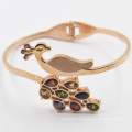 Fashion Design Peacock Rose Gold Plated Stainless Steel Bangle